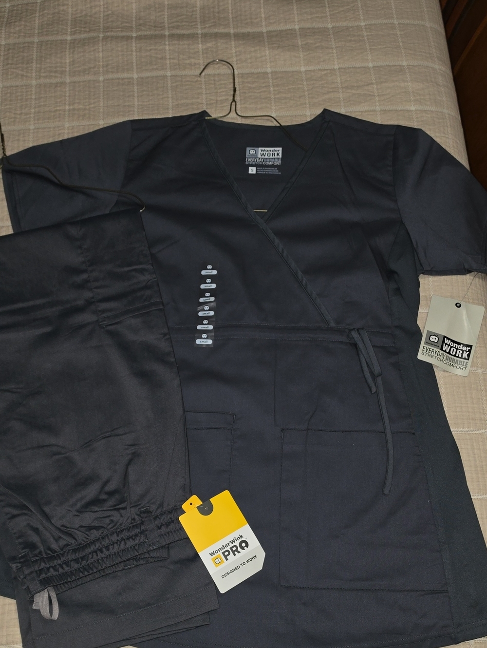 WonderWink Pewter Gray Wrap-Style Scrub Top & Pants Set